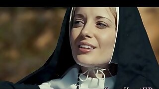 Horny lesbian nun rubbing